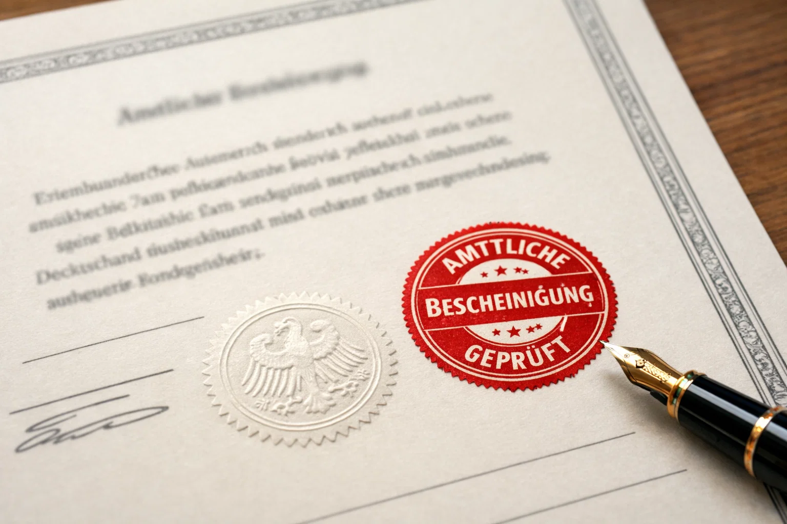 Offizielles Dokument mit Stempel symbolisiert eine Glücksspiellizenz